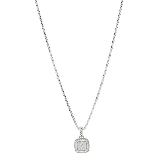 Sterling Silver Diamond Pave 7mm Petite Albion Pendant Necklace