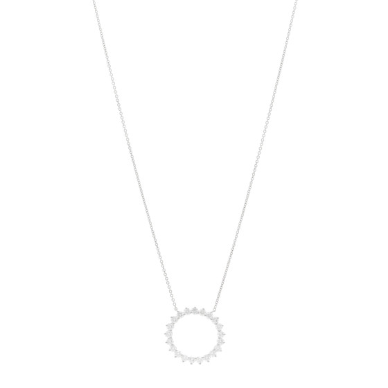 Platinum Diamond Open Circle Pendant Necklace