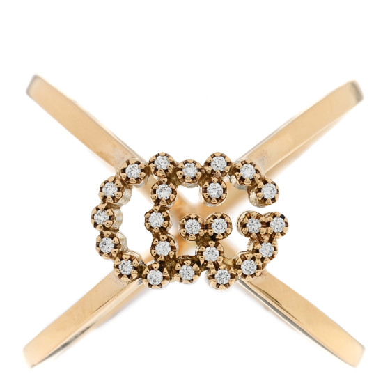 18K Yellow Gold Diamond Running G Cross Ring 49 5