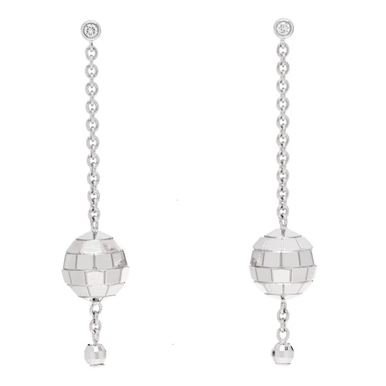 18K White Gold Diamond Disco Drop Earrings