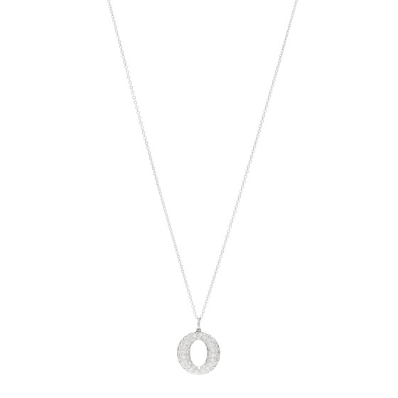 Platinum 18K White Gold Diamond Elsa Peretti Mini Sevillana Pendant Necklace