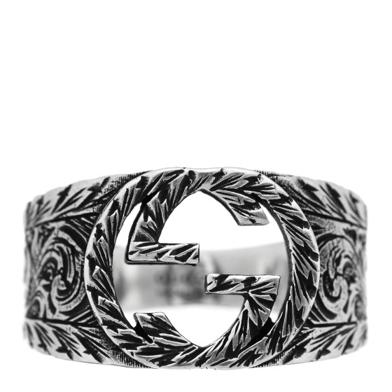 Sterling Silver Interlocking GG Signet Ring 61 9.75