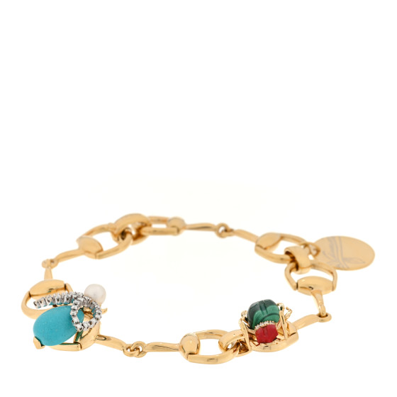 18K Yellow Gold Diamond Multi Gemstone Horsebit Bracelet