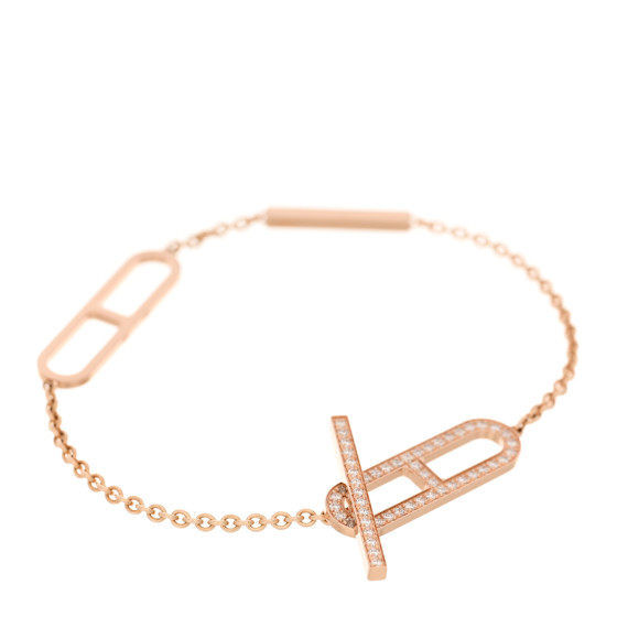 18K Rose Gold Diamond PM Ever Chaine D'Ancre Bracelet SH