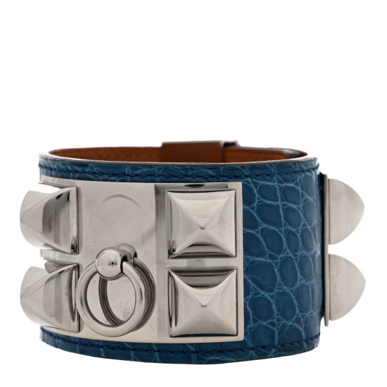 Shiny Alligator Collier De Chien CDC Bracelet S Blue Jean