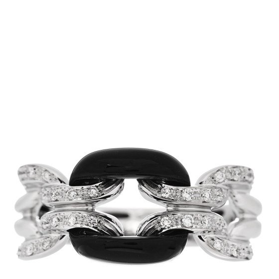 18K White Gold Diamond Ceramic D.Lace Ring 54 7 Black