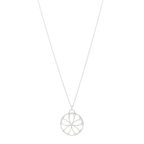 Sterling Silver Diamond Garden Flower Pendant Necklace