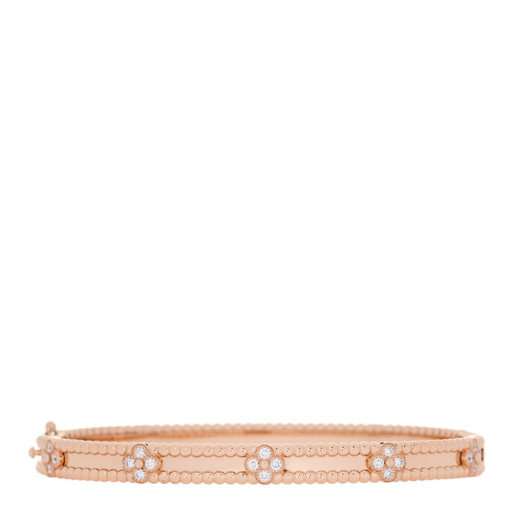 18K Rose Gold Diamond Perlee Sweet Clovers Bracelet L