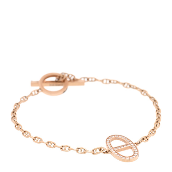 18K Rose Gold Diamond Chaine D'Ancre Contour Bracelet SH