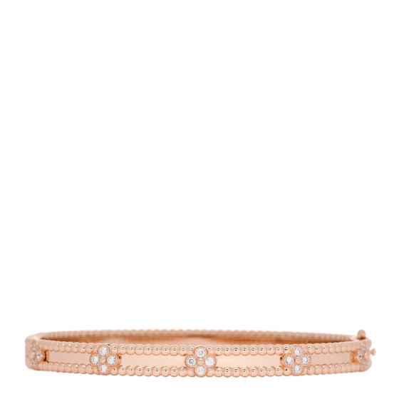18K Rose Gold Diamond Perlee Sweet Clovers Bracelet L