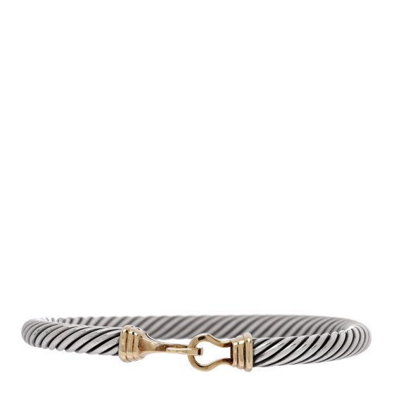 Sterling Silver 14K Yellow Gold 5mm Cable Classic Buckle Bracelet