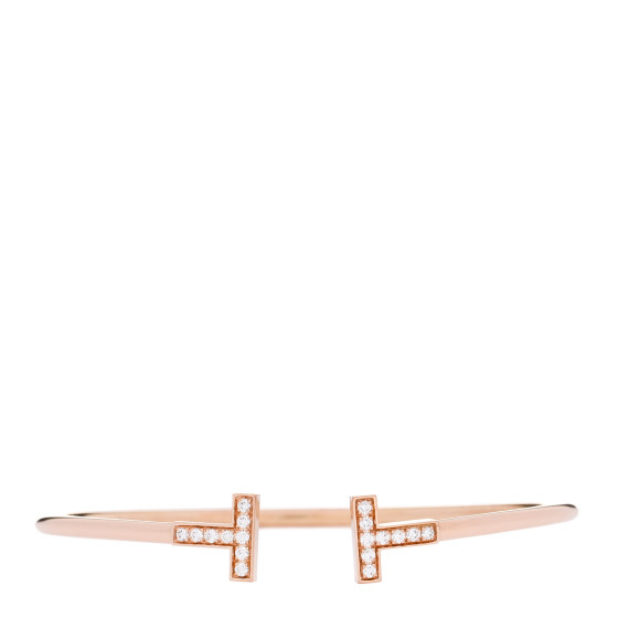 18K Rose Gold Diamond T Wire Bracelet