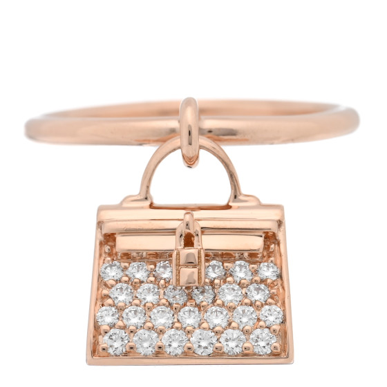 18K Rose Gold Diamond Kelly Amulettes Ring 49 4.75