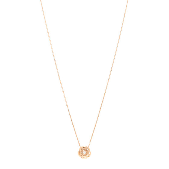 18K Rose Gold Diamond Extrait de Camelia Pendant Necklace