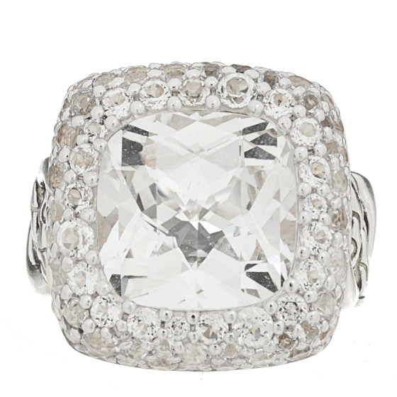 Sterling Silver White Topaz Batu Classic Square Ring 55 7.25