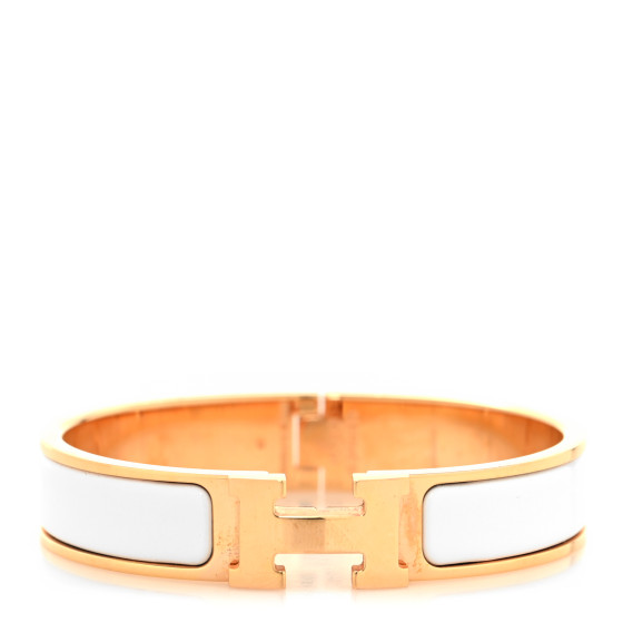 Enamel Narrow Clic Clac H Bracelet PM White