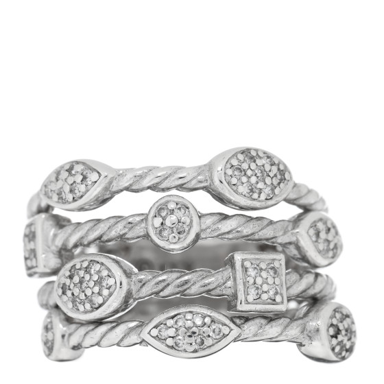 Sterling Silver Diamond Confetti 4 Row Ring