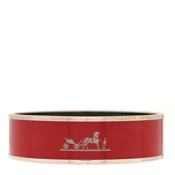 Enamel Printed Wide Caleche Bracelet 65 Rouge H