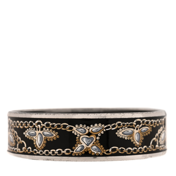 Enamel Printed Wide Bracelet Black