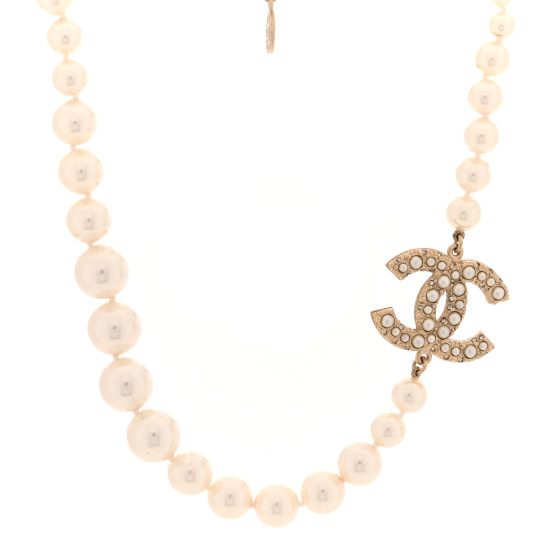 Pearl CC 100th Anniversary Necklace Light Gold