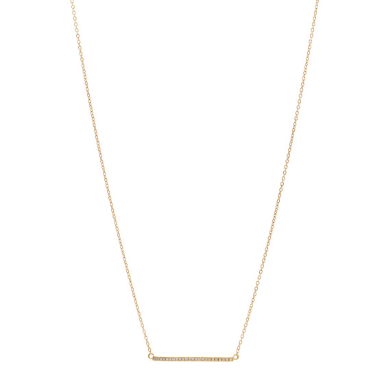 18K Yellow Gold Diamond Stick Pendant Necklace