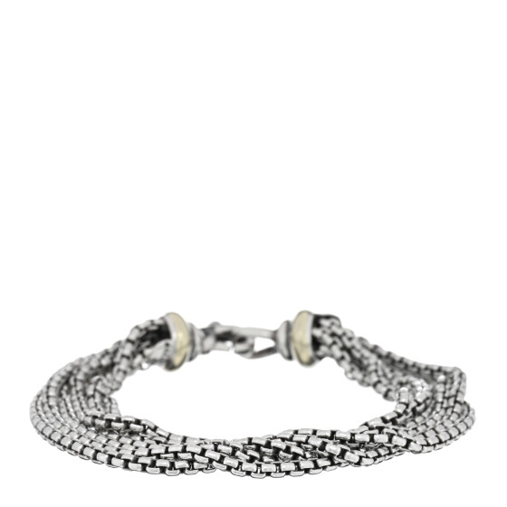 Sterling Silver 14K Yellow Gold Six-Row Box Chain Bracelet