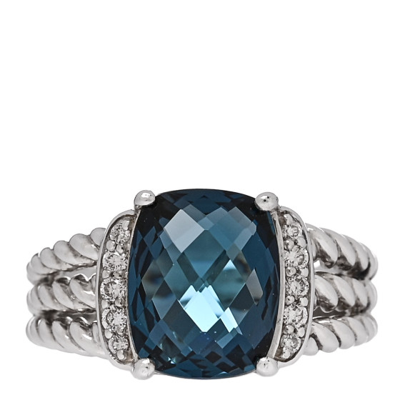Sterling Silver Diamond Hampton Blue Topaz 10mm Petite Wheaton Ring 49 5