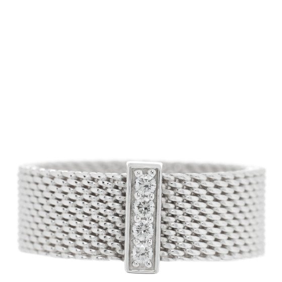 Sterling Silver Diamond Somerset Mesh Ring 50 5.25