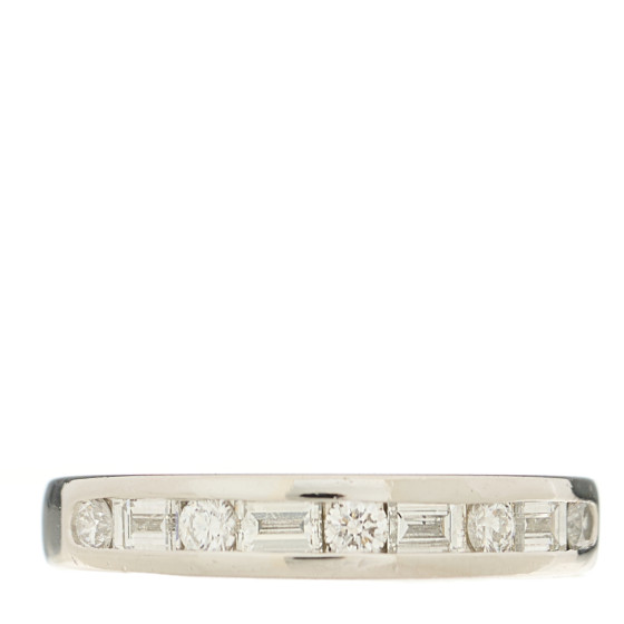 Platinum Round Baguette Diamond 3mm Channel-Set Eternity Band Ring 48 4.5