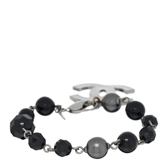 Pearl Beaded CC Bracelet Black