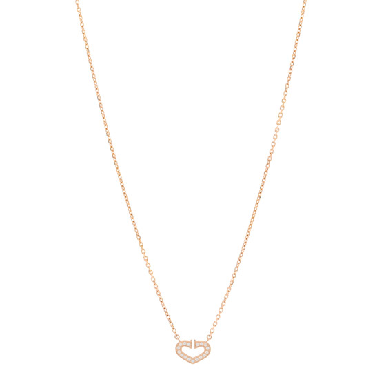 18K Pink Gold Diamond Hearts And Symbols Pendant Necklace
