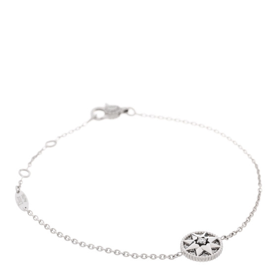 CHRISTIAN DIOR 18K White Gold Pave Diamond Rose Des Vents Bracelet