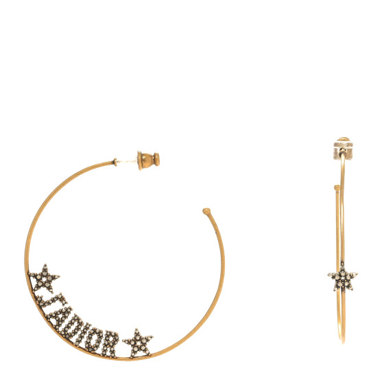 Metal Crystal J'Adior Hoop Earrings Aged Gold
