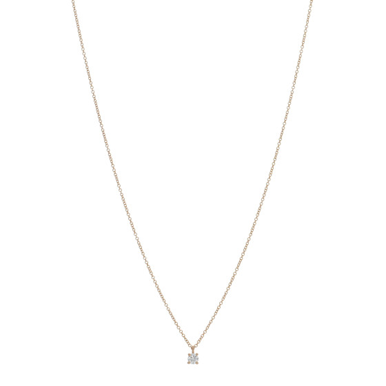 18K Yellow Gold Diamond .17ct Solitaire Pendant Necklace
