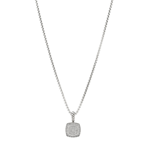 Sterling Silver Diamond Pave 7mm Petite Albion Pendant Necklace