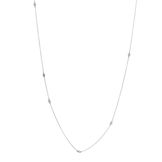 Sterling Silver Diamond .25ctw Elsa Peretti Diamonds by the Yard 7 Station Necklace