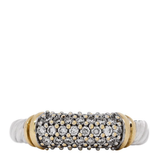 Sterling Silver 18K Yellow Gold Diamond 6mm Metro Cable Ring 51 5.75