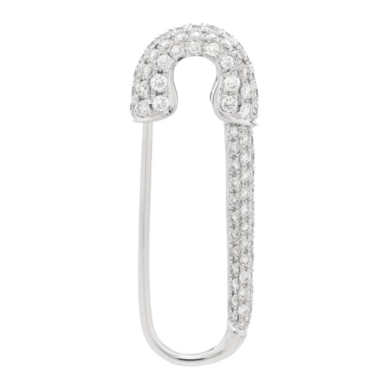 18K White Gold Diamond Safety Pin Earring