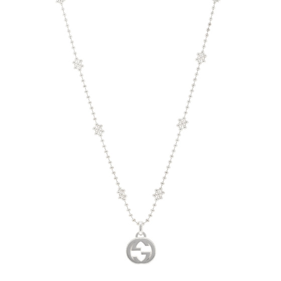 Sterling Silver Interlocking G Beaded Cluster Pendant Necklace