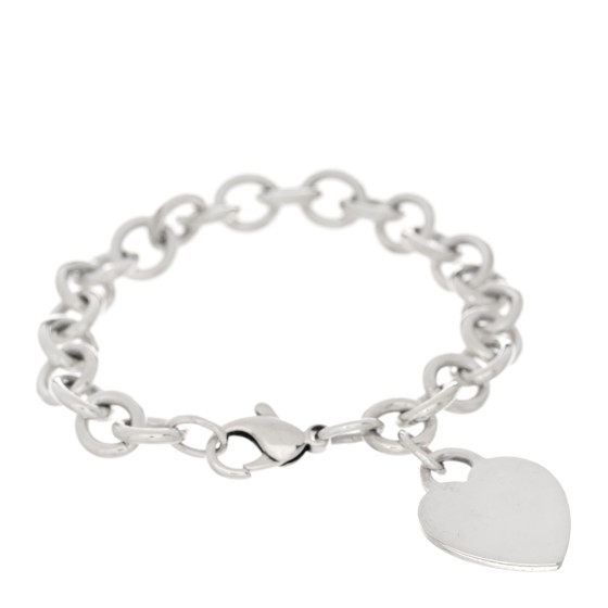 Sterling Silver Heart Tag Charm Bracelet
