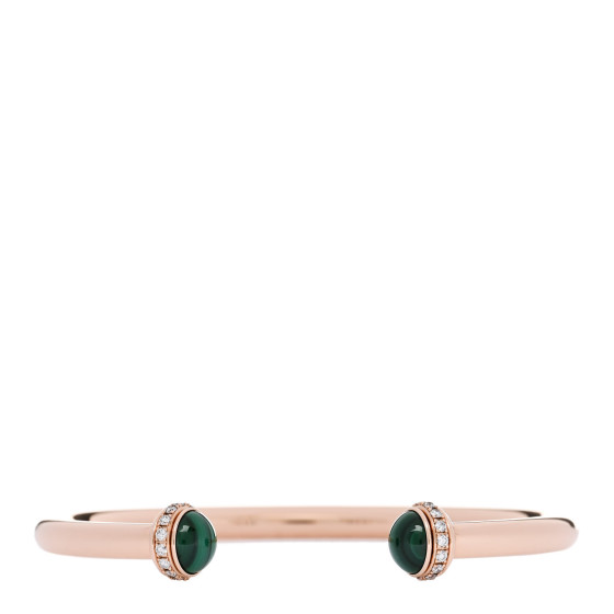 18K Rose Gold Diamond Malachite Possession Open Bangle Bracelet