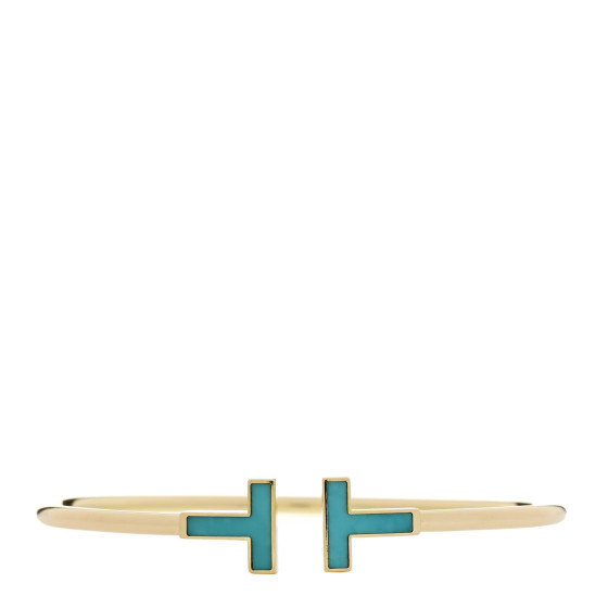 18K Yellow Gold Turquoise T Wire Bracelet