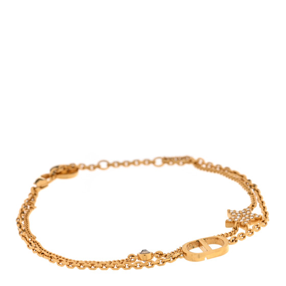Metal Crystal Petit CD Double Bracelet Gold