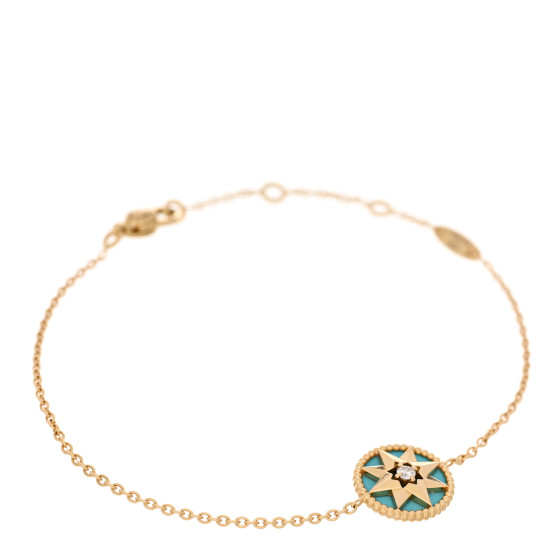 18K Yellow Gold Diamond Turquoise Rose des Vents Bracelet