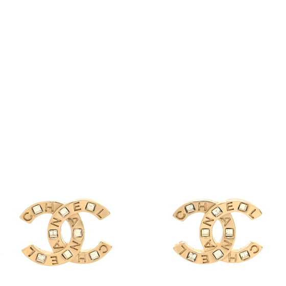 Baguette Crystal Logo CC Earrings Gold