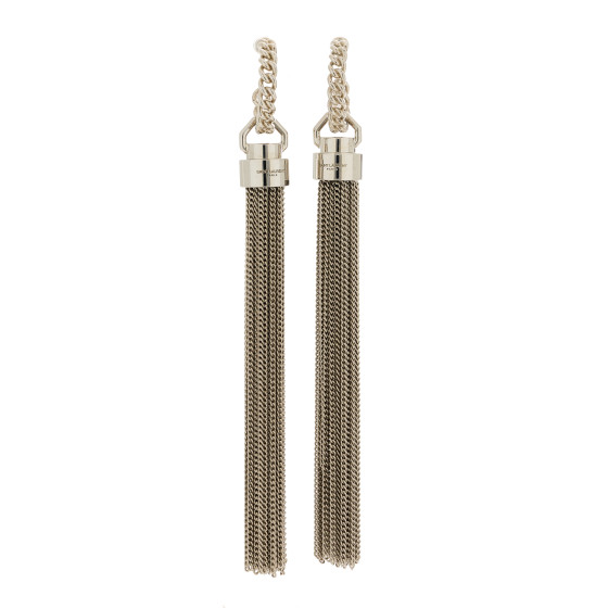 SAINT LAURENT Brass Hoop Chain Earrings