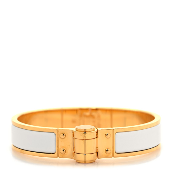 Enamel Charniere Uni Narrow Hinged Bracelet S White
