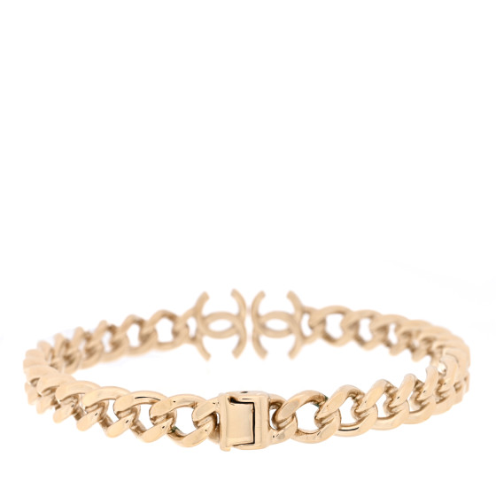 Metal CC Chain Link Choker Necklace M Gold