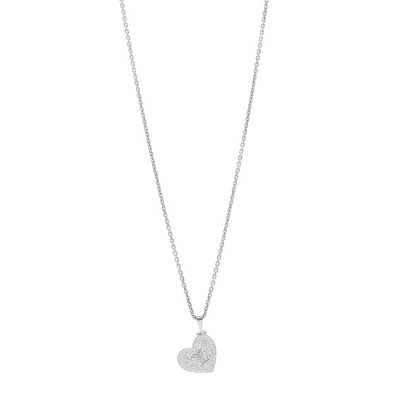 18k White Gold Diamond Heart Locket Pendant Necklace
