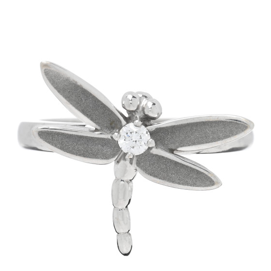 18K White Gold Diamond Dragonfly Ring 54 6.75